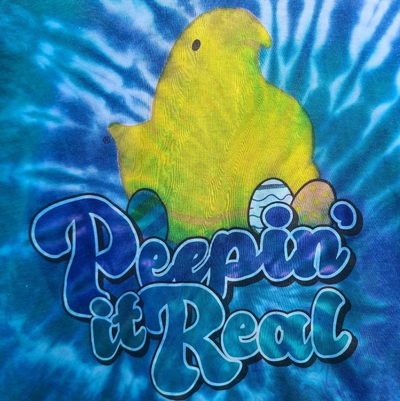 Hand tie dyed "peepin it real" shirt - Picture 2 of 4